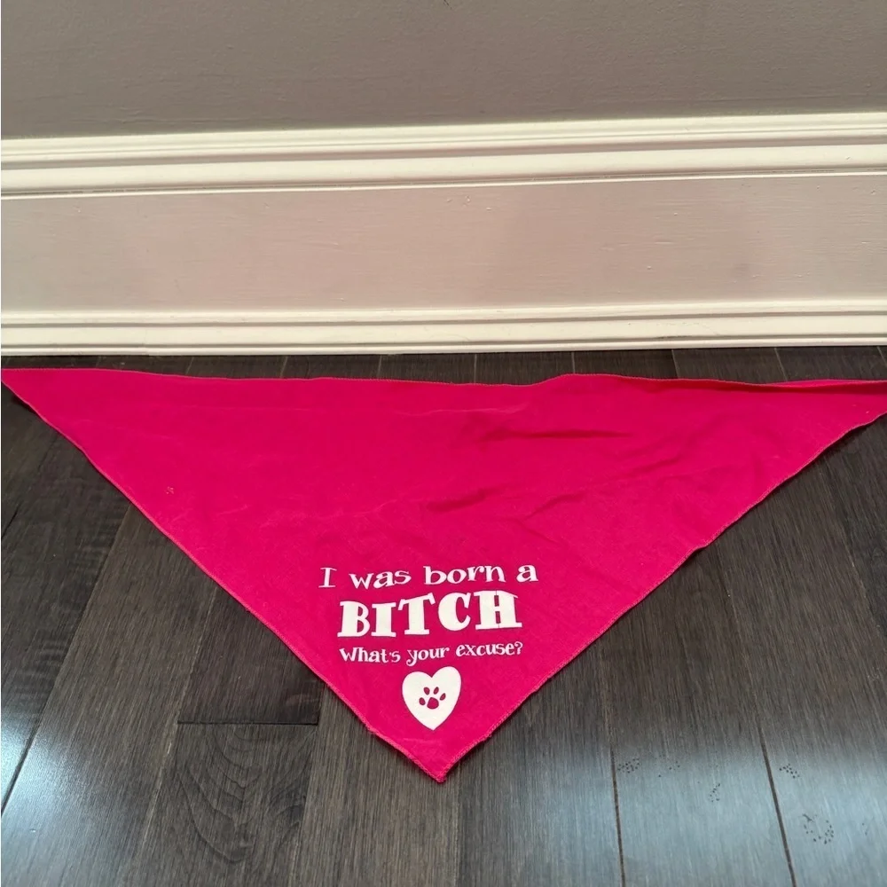 🎉HP🎊 NWOT I Was Born A B*tch What’s Your Excuse Pink & White Dog Pet Bandana